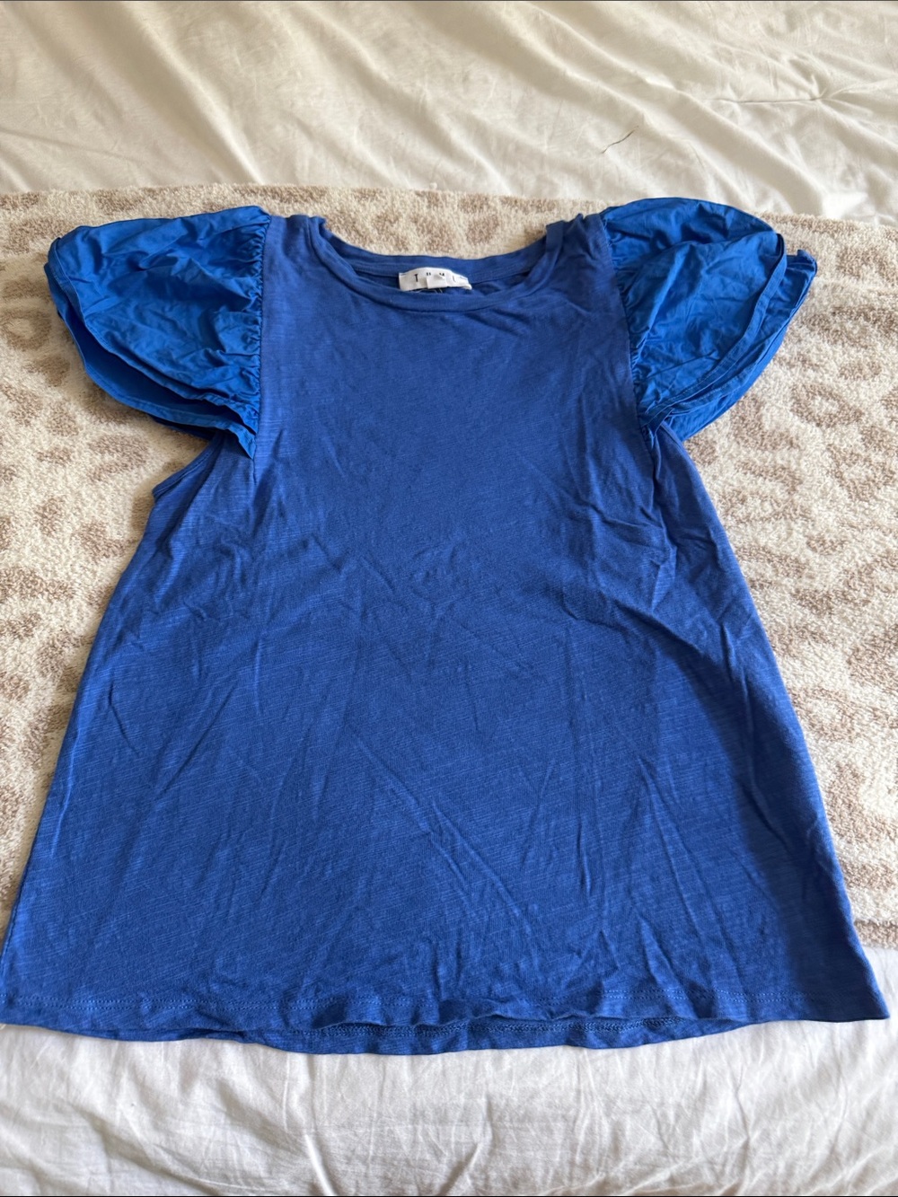 THML Royal Blue Puff-Sleeve Short Sleeve Top
